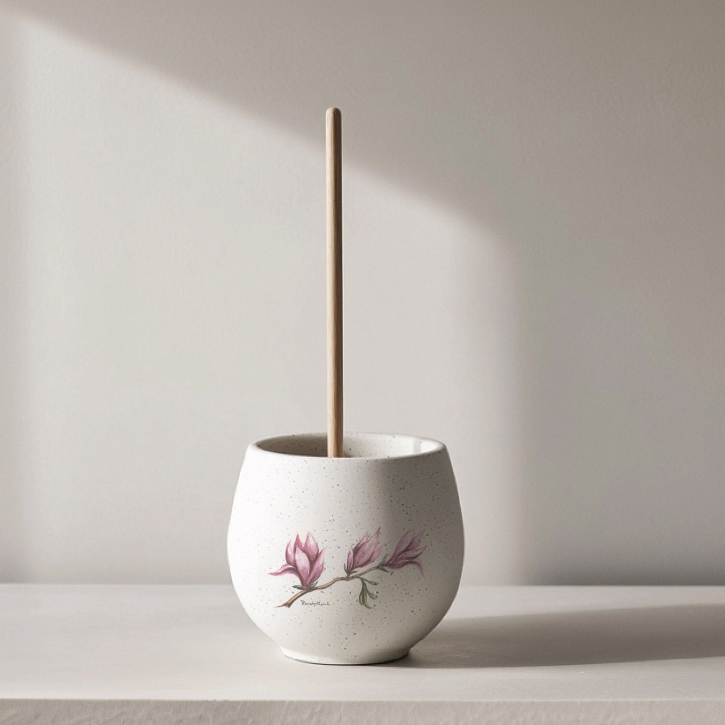 Floral Ceramic Toilet Bowl Plunger Vessel