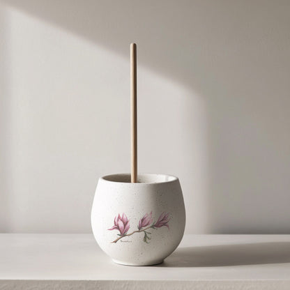 Floral Ceramic Toilet Bowl Plunger Vessel