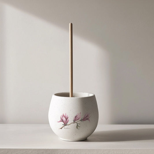 Floral Ceramic Toilet Bowl Plunger Vessel