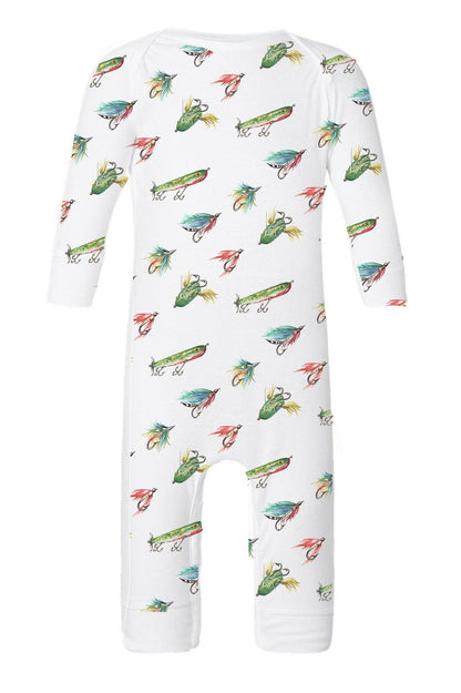 "Baby, Let's Fly Fish" Footless Long Sleeve Onesie