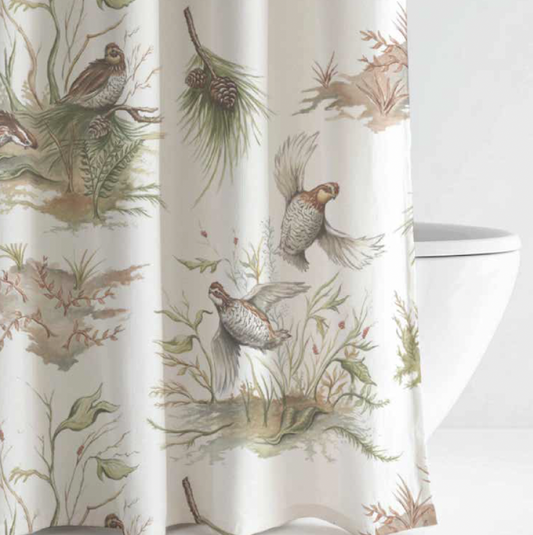 Quail Cotton Shower Curtain